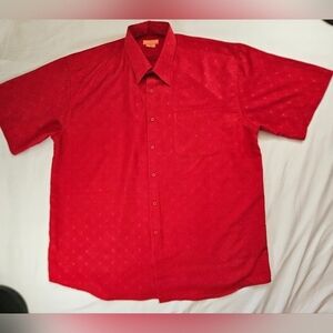Giorgio Ebenni Italy Mens Bright Red Short Sleeve Button Up Shirt Size XL